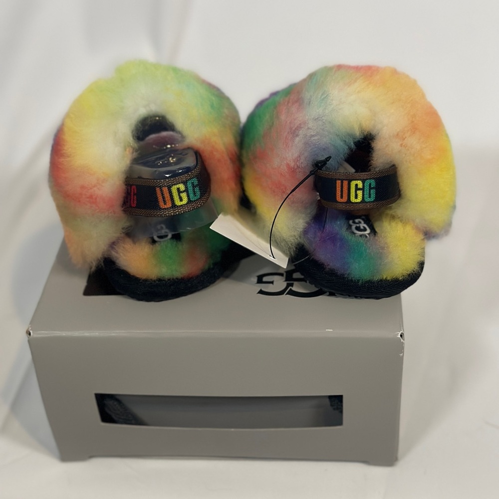 New Toddler UGG FLUFF YEAH Slide Multicolor SLIPPER SLIP ON SZ 02/03